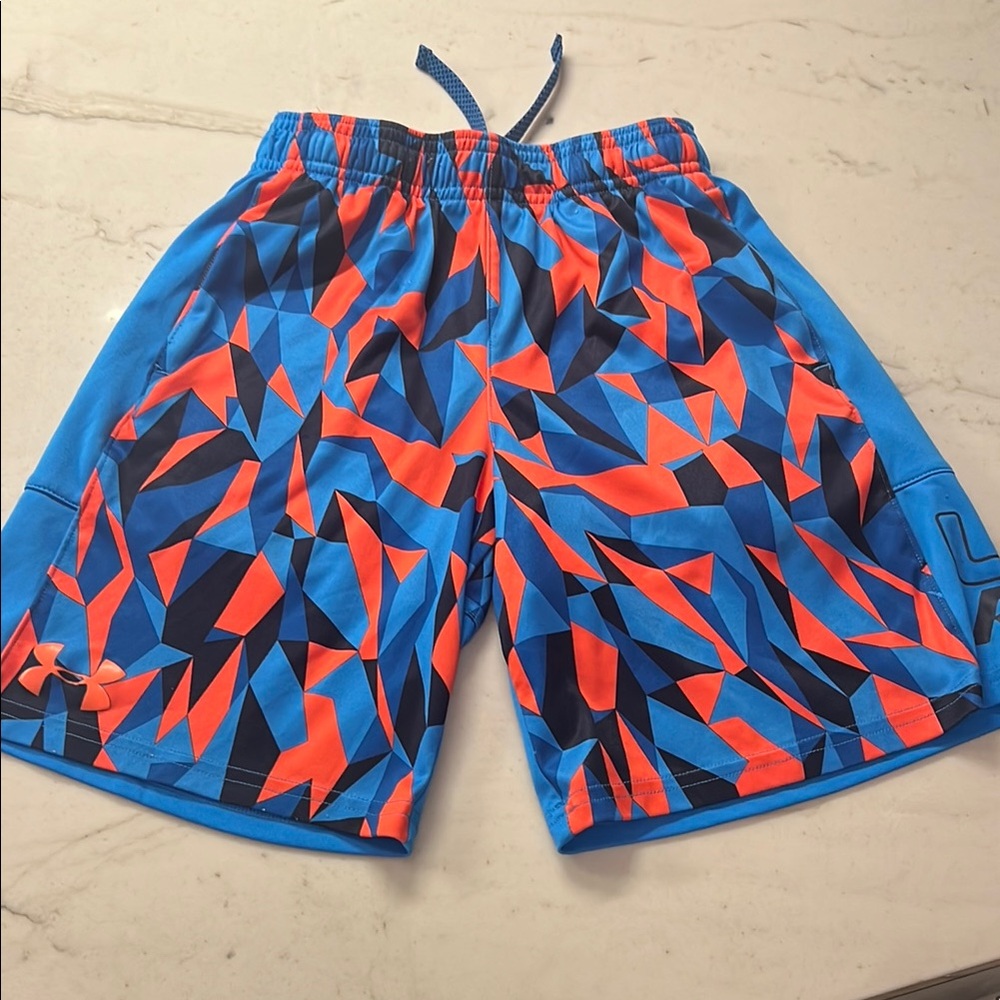 Under Armour Boys Blue and Orange Patterned Shorts